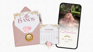 Invitaciones digitales de XV años elegantes para quinceañera